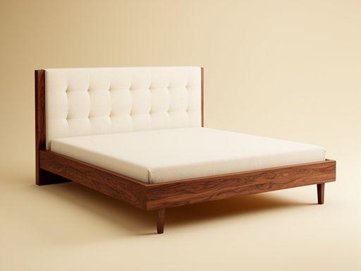 Tufted linen headboard bed frame