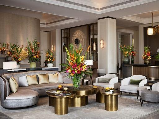 Modern hotel lobby furnishings